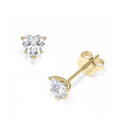 Pendientes talla corazón de oro amarillo de 18k  lab diamond I Staring