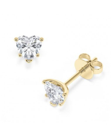 Pendientes talla corazón de oro amarillo de 18k  lab diamond I Staring