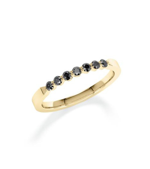 Anillo de oro amarillo con diamantes negros | Staring