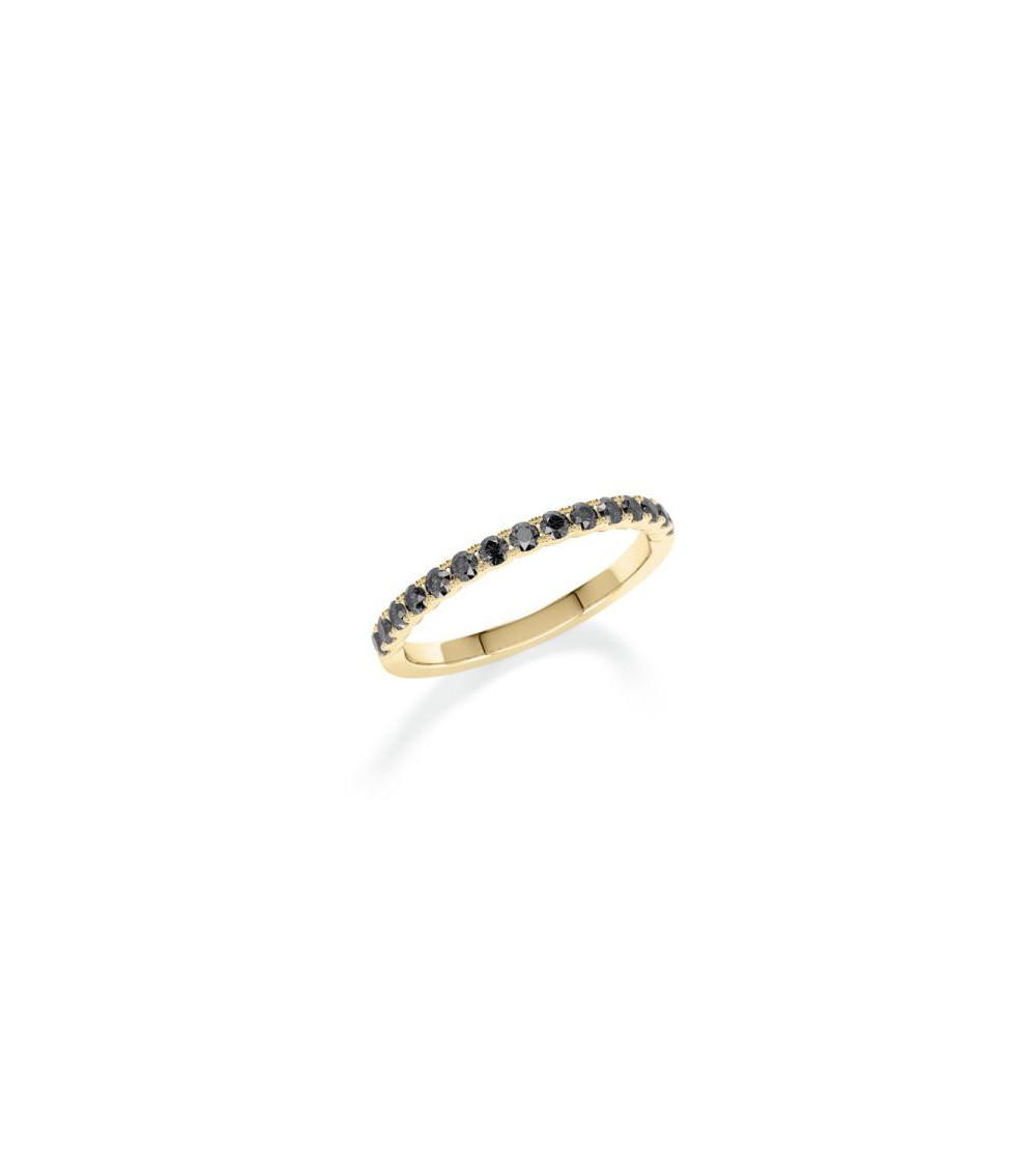 Anillo de oro con media corona de diamantes negros | Staring