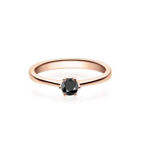 Anillo solitario de oro rosa con diamante negro | Staring