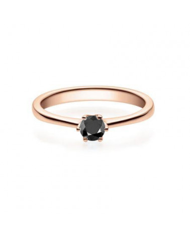 Anillo solitario de oro rosa con diamante negro | Staring