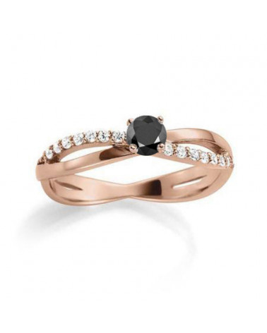 Exclusivo anillo de oro rosa con un diamante negro | Staring