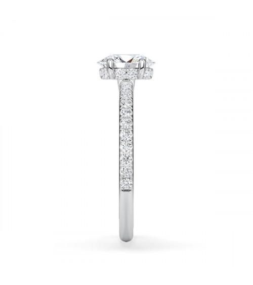 Anillos de compromiso pavé con diamantes artificiales de laboratorio