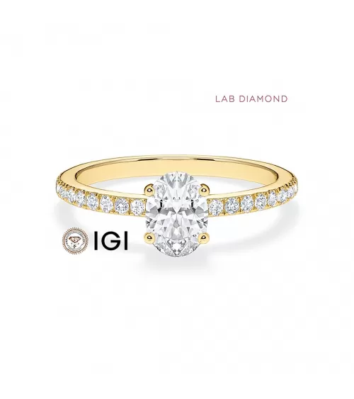Anillos en oro amarillo de compromiso con oval lab diamond | Staring