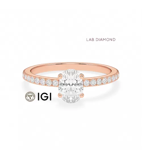 Anillos en oro rosa de compromiso con oval lab diamond | Staring