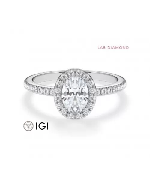 Anillos de compromiso halo con diamantes de laboratorio | Staring